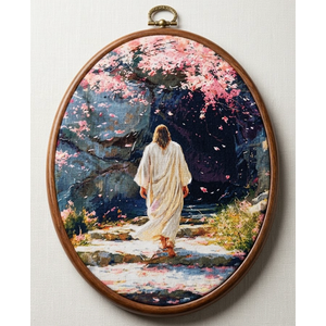 Hxlac Jesus Oval Wall Art Framed, Christian Jesus Oval Wall Decor, Religious Christian Bible Hanging Canvas Prints Wall Sculptures for Home Bedroom Church Prayer Decor, 8.5x11.5 Inch
