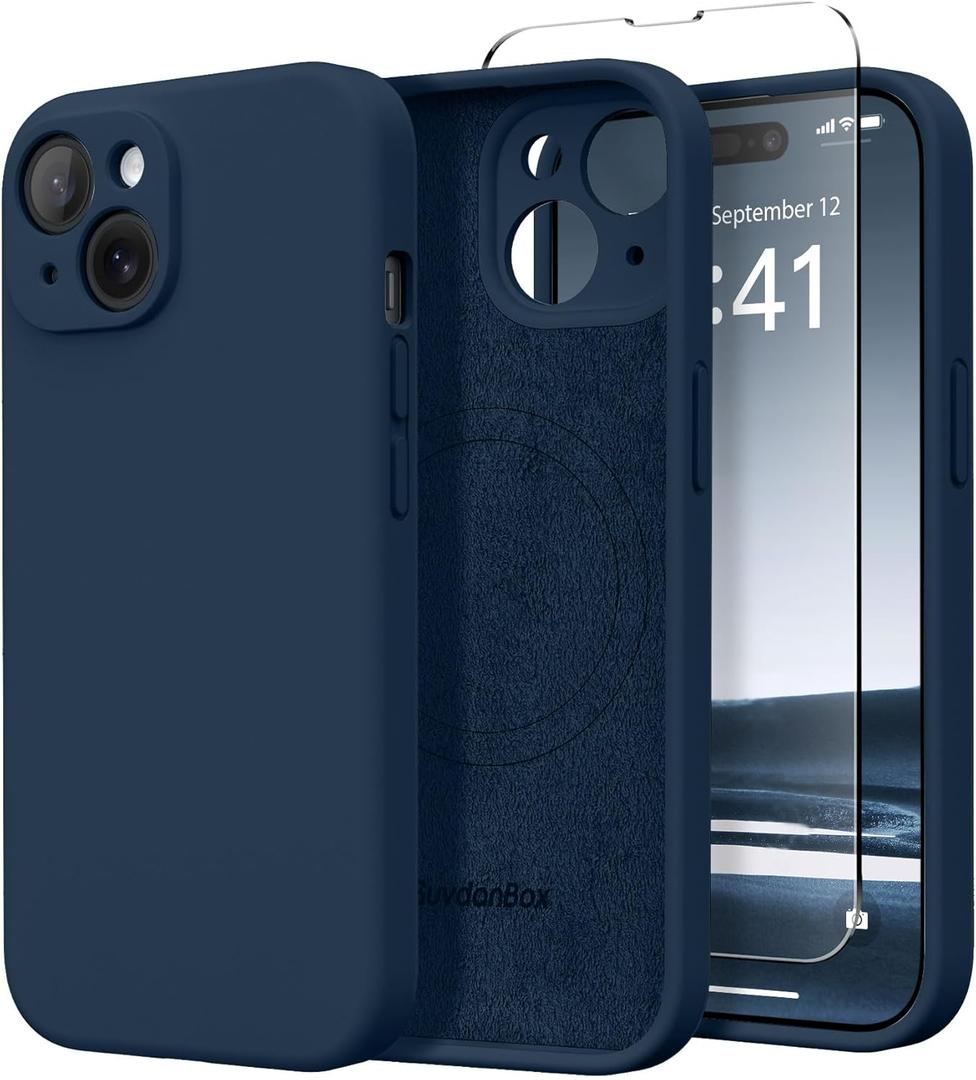 Magnetic for iPhone 13 Case, Compatible with MagSafe, [Full Camera Protection][Screen Protector] Silicone Shockproof Protective Phone Case for iPhone 13 6.1", Blackcurrant