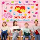 4 x Valentine's Day Religious Bulletin Board Set God's Love Classroom Decorations Valentines Day Religious Bible Paper Cutouts Colorful Mittens Love Heart Bulletin Board for School Church Teacher Supplies