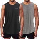 Different Touch Mens 2 Pack Active Gym Workout Sleeveless Shirts Quick Dry Crew Neck Muscle Tank Top (XL)