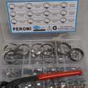 210PCS 304 Stainless Steel Single Ear Hose Clamp Assortment Kit - 12 Sizes (6-36.1mm) Stepless Adjustable Cinch Clamps with Pincer Tool for Automotive, Plumbing, Garden & Industrial Use