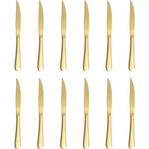 12-piece Gold Steak Knives, Steak Knives Set Of 12, Stainless Steak Knives, Serrated Butter Knife, Dinner Knives Set, dishwasher safe (Golden)