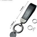 Metal Keychain Car Key Holder with 2 Key Rings Leather Key Pendant for Men & Women (Black)