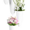 Flower Display Stand With Buckets,Rotatable Flower Cart Display Stand with Wheels,Flower Bar Stand for Florist Garden Wedding Home Decor (White)