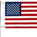 Boat Flag Pole Kit 12x18 Embroidered USA Flag + Stainless Pole & Clips | Marine-Grade, High Wind-Resistant, for Pontoon, Yacht, Deck Mount (USA Kit 12x18 Inch)