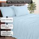 Royale Linens Bamboo Viscose Twin Flat Sheets Only - Cooling Sheets - Organic Viscose Derived from Bamboo - Flat Sheet Only - Top Sheet - Breathable & Silky Bedding (Twin, Lake Blue)