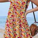 HOSIKA Girls Floral Dress Summer Boho Flutter Sleeve Swing Tiered Beach Holiday Dress 6-12Y (Pink)