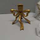 Mumufy 4 Pcs Gold Bow Taper Candle Holder Vintage Metal Candle Stick Holders Antique Brass Decorative Candlestick for Wedding Christmas Home Table Decor, 4.5" W x 4.3" H