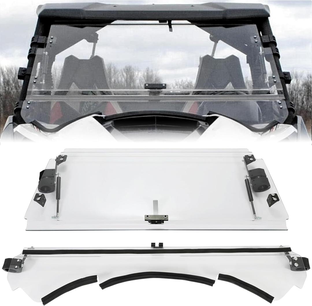 KUAFU 2-in-1 Flip Windshield Compatible with 2013-2018 Can-Am Maverick/ Maverick Max/ Maverick Turbo Max Fold Down Open Closed Windscreen
