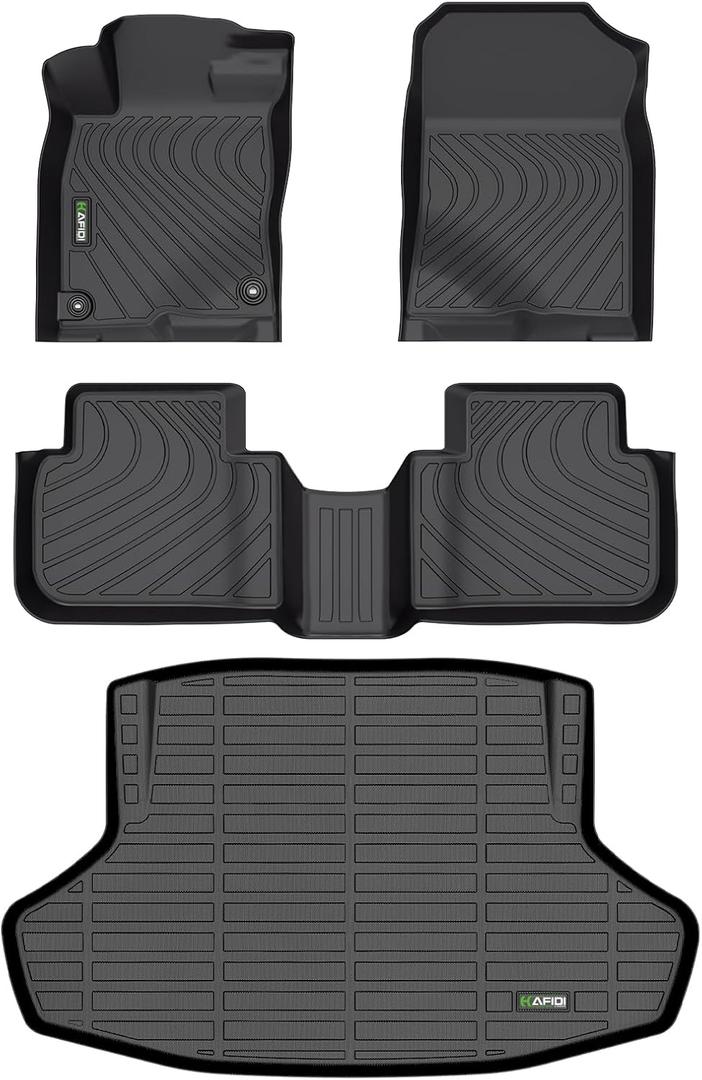 HAFIDI® Floor Mats & Cargo Liner Set Fit for 2022 2023 2024 2025 Honda Civic Sedan Only (Civic Sedan Only, Not for Hatchback) All Weather TPE Car Full Set Floor Liners Custom Accessories - Black