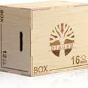 Plyo Box - 3-in-1 Wood Plyometric Jump Platform (16"x12"x8") for Home Gym Training - Ideal for Jumps, Squats & Conditioning-1 Piece