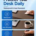 Aothia Cork Desk Mat - Dual-Sided XL PU Leather Desk Pad & Full Desk Protector, Large Waterproof Desktop Mat for Office & Gaming (47" x 23.6", Coffee)