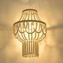 ELYONA 3-Light Large Birch Wood Beaded Chandelier, 16 Inch Boho Farmhouse Pendant Light Feature, Rustic Hanging Light, Country Chandelier for Bedroom, Kitchen, Dining Room, Living Room, Entryway