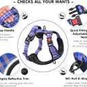 PoyPet No Pull Dog Harness, Reflective Adjustable No Choke Pet Vest with Front & Back 2 Leash Attachments, Soft Control Training Handle for Small Medium Large Dogs(Checkered Blue & Orange,M)