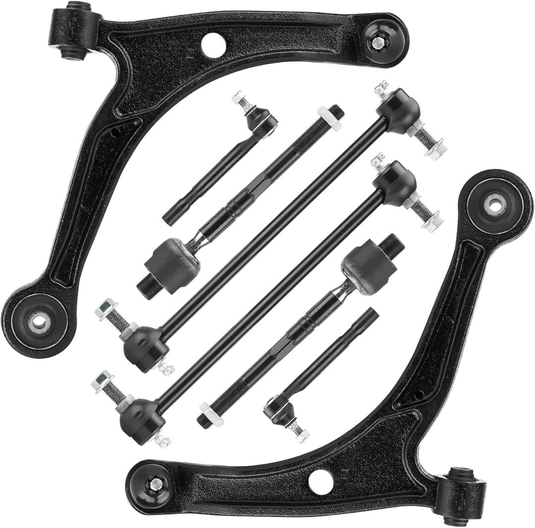 8pc Front Lower Control Arms Kit Fit for 2001-2005 Acura MDX 2003-2005 Honda Pilot with Ball Joints Sway Bar End Links Outer Inner Tie Rods