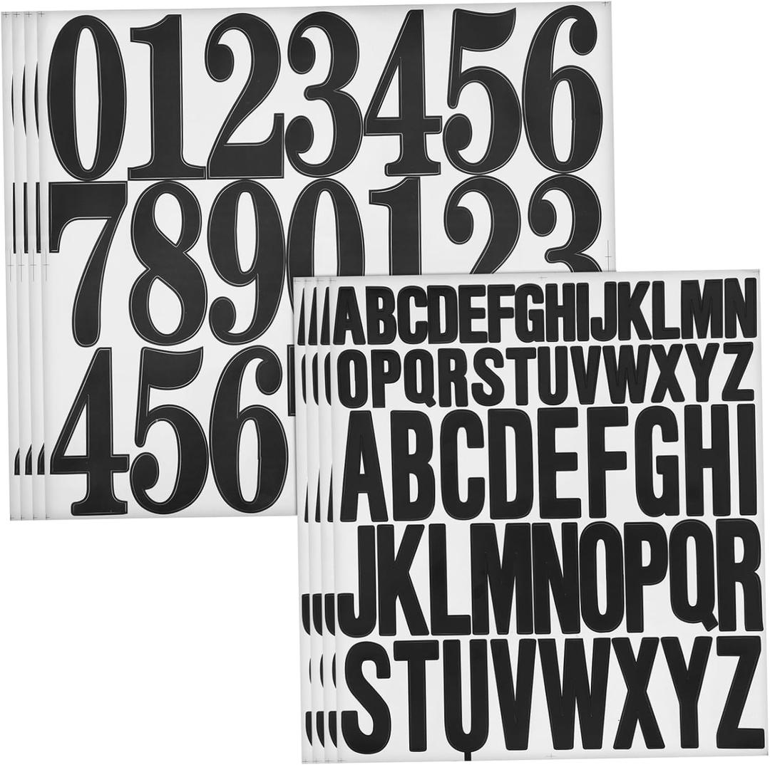 8sheets Self-Adhesive Letter and Number Stickers for Labeling Strong Adhesion Alphabet and Decals for Crafts Storage Boxes Greeting Cards