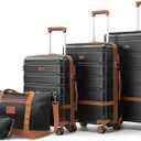 NEISIA Luggage Sets 3 Piece with spinner wheels, PC+ABS Hard Shell Travel Luggage,Lightweight Carry-on suitcases with TSA Lock,YKK Zippers, Black