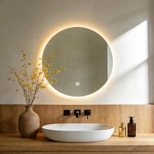 20 Inch Round LED Bathroom Mirror with Lights, Lighted Vanity Bathroom Mirror with Backlit, Stepless Dimmable & 3 Colors (3000K/4000K/6000K), IP54 Waterproof