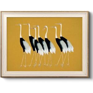 VIYYIEA Framed Wall Art for Living Room, Cranes Canvas Prints, Vintage Home Decor, Animals Painting Picture, Bathroom Wall Decor Gifts for Friends or Family - 16"L x 12"W
