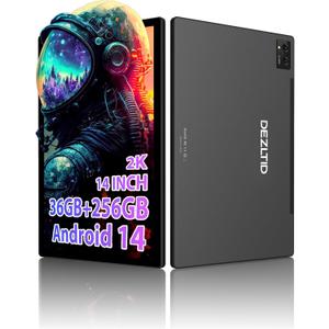 2025 Tablet 14 inch Android 14 Tablets - 2000x1200 FHD, 36GB+256GB(1TB TF), 5G/2.4G Dual WiFi, 8-Core 2.0GHz, 11580mAh,8+13MP, 4 Speakers,Split Screen, GPS with Stylus - Black