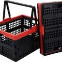 Sandmovie 16 Quart Collapsible Storage Crate with Handles, Plastic Folding Storage Basket, 2 Packs