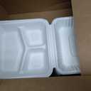 Freshware Clamshell Food Containers with Lids [9x9"] 3-Compartment 100-Pack, Disposable To Go Containers, Biodegradable Sugarcane To Go Boxes - Paper Container - Microwave & Freezer Safe, Stackable