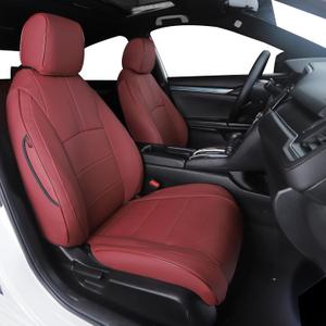 HKZ Custom Fit Civic Seat Covers for Honda Civic Sedan 2016 2017 2018 2019 2020 2021 EX,EX-L,EX-T,Touring,LX-P,Sport - 5-Seats Leather Full Set,Wine Red