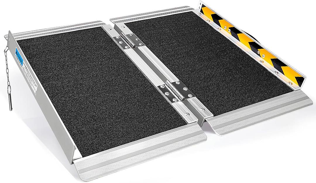 Portable Wheelchair Ramp 2Ft, Heavy-Duty Ramps for Wheelchairs for Home(800LBS), Non-Slip Folding Aluminum Wheelchair Ramps for Home Steps, Stairs, Threshold (Useing Height 2-6inch)