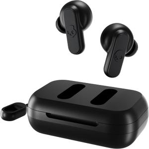 Skullcandy Dime 2 Wireless Earbuds, Bluetooth Headphones, Noise Isolating Fit, Up to 12 Hours Battery, Microphone for iPhone Android, Easy Carry with Integrated Lanyard - True Black