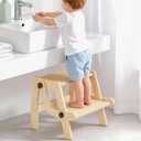 Toddler Step Stool, Foldable Step Stool for Kids, Convert to Chair, Toddler Stool for Bathroom Sink & Potty Training, Wooden Step Stools w Non Slip Base for Kitchen, Bedroom