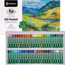 Artecho Oil Pastels Set of 50 Colors (8 x 60 mm), Soft Oil Pastels for Art Painting, Drawing, Blending, Art Supplies for Artists, Teachers