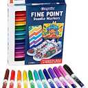 Crayola Doodle Markers, Fine Point, Assorted Barrel Colors/Multicolor Ink, Pack Of 12 Markers