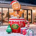 6FT Christmas Gingerbread Blow Up Yard Decorations,Outdoor Christmas Inflatable Decoration with Hot Cocoa Mug Scene,Gingerbread Inflatable for Garden Lawn Xmas Decor