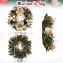 24 Champagne Christmas Wreaths for Front Door with Magnolia Fake Pearl, Christmas Door Wreath with Bow Golden Balls, Pine Needles Pine Cones for Home Wall Window Indoor Outdoor Xmas & Holiday Decor