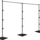 EMART 8.5x20ft(HxW) Photography Backdrop Stand for Parties, Adjustable Photo Pipe and Drape Background Back Drop Holder Frame Kit with Heavy Duty Metal Steel Base for Birthday Wedding - Black