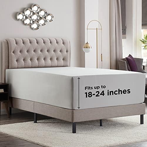 Empyrean Extra Deep Queen Fitted Deep Pocket Sheet 18-24 Inch, Soft Microfiber 110 GSM Light Grey