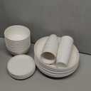 Homienly KItchen Wheat Straw Dinnerware Set, Alternative to Plastic Plates and Bowls Sets, Unbreakable Lightweight Dishes Set for 8 - Plate Set, Soup Bowls, Drinking Glasses for KItchen, Party - White (32-Piece)