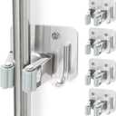 Broom Holder Wall Mount Screw Drilling, Sturdy Heavy Duty Stainless Steel Mop Gripper Rack Perforated, Perfect for Laundry Room Organizer, Fit with Laundry Kitchen Garage Garden Storage System (Silver)