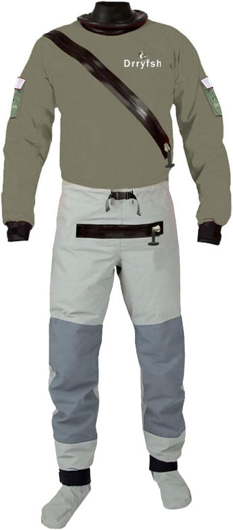 Mens Dry Suit Lightweight Drysuits for Paddling Fishing Boating Canoeing Rafting Touring Sailing (XX-Large, Green)