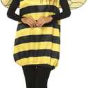 Owl's-Yard Women's Halloween Bee Cosplay Costume Set Bee Dress with Wings Headband Leg Sleeves for Halloween Party Dress Up (Yellow Adult, S)
