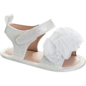 Josmo Infant Baby Girls Summer Sandals Soft Sole Newborn Toddler First Walker Crib Dress Sandals Size 2-4 Infant (White)