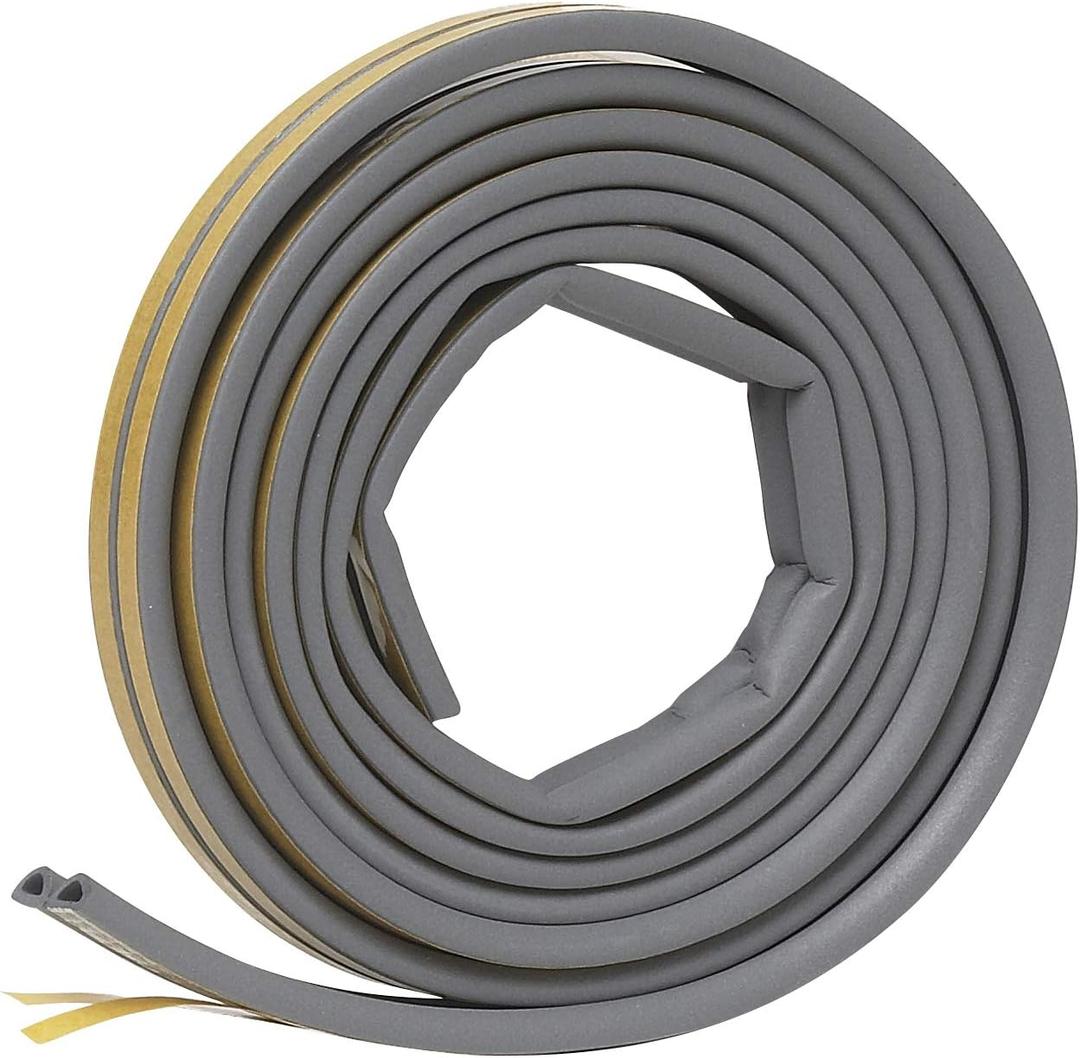 Frost King P D-Section Rubber Self-Stick Weatherseal Tape, 5/16" W, 1/4" T, 17 ft L, Grey