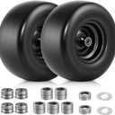 2 PCS 136.50-6 Flat Free Lawn Mower Tires and Wheel, Solid Smooth Tread Tire, 13x6.50-6 Zero Turn Mower Front Tires for Commercial Garden Lawn, with 3/4" & 5/8" Bearings, 4"- 8.2" Centered Hub