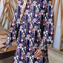 Dokotoo Casual Dresses for Women Flowy Boho Floral Long Sleeve Empire Waist Babydoll Mini Dress