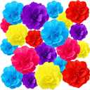 Hsei 19 Pcs Mexican Crepe Paper Flowers 8" 10" 12" Crepe Paper Mexican Flowers Tissue Large Colorful Fiesta Decoration for Wedding Wall Decoration