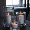 Hurricane Candle Holders for Pillar Hand Blown Glass Cylinder Vases Table Centerpiece Bulk Room Decor Clear Seeded Bubbles Living Dining Kitchen Island 10" 7" 4" Set of 3