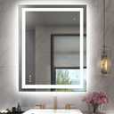 Amorho LED Bathroom Mirror 24"x 36" with Front and Backlight, Stepless Dimmable Wall Mirrors with Anti-Fog, Shatter-Proof, Memory, 3 Colors, Double LED Vanity Mirror(Horizontal/Vertical)