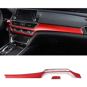 Car Accessories Fit for Honda Accord 10th Gen 2018-2022 Inner Dashboard Center Console AC Switch Button Panel Stripe Cover Trim  Red ABS 2 PCS