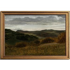 KBKBART Gold Framed Vintage Landscape Wall Art, Retro Mountain Vintage Painting Prints, Moody Countryside Farmhouse Landscape Wall Decor, Canvas Wall Art for Living Room Bedroom Home Bathroom Decor(16"x24")