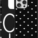 Jusy Compatible with MagSafe Valentines Case for iPhone 15 Pro, Heart Design Magnetic Phone Case, Soft TPU and Hard PC Protective Phone Cover for Women Girls（Matte), Black